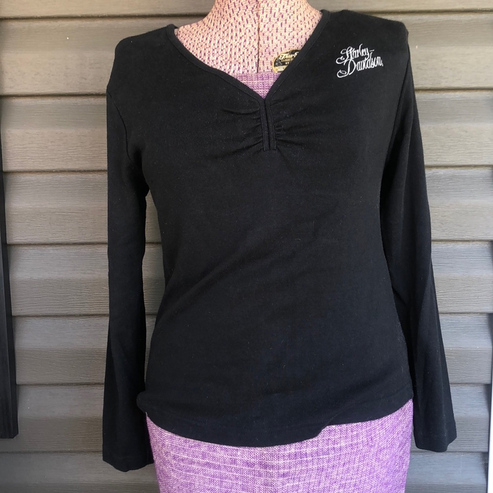 Harley Davidson Stitched Embroidery Women’s Long Sleeve Shirt